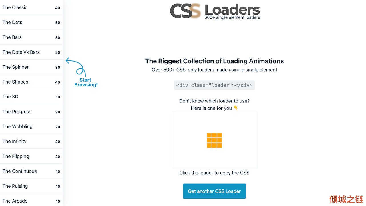 倾城之链 - CSS Loaders: A collection of more than 500 loading animations