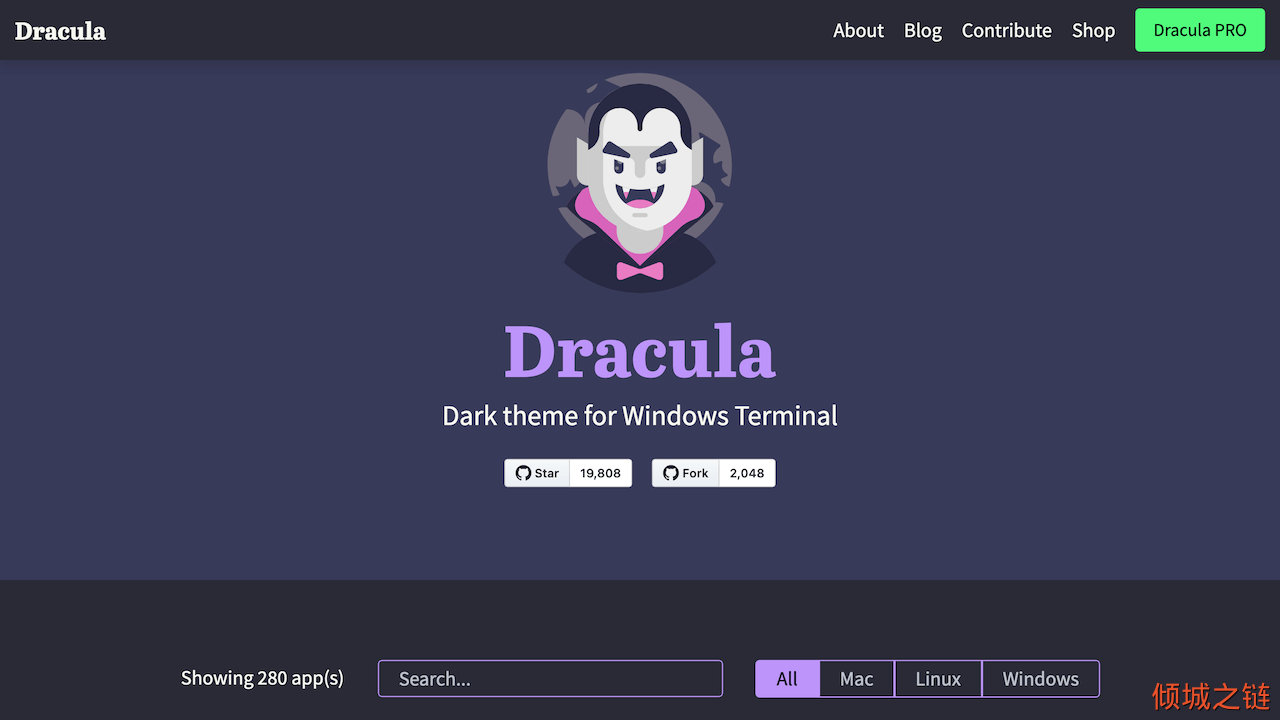 倾城之链 - Dracula — Dark theme for 280+ apps