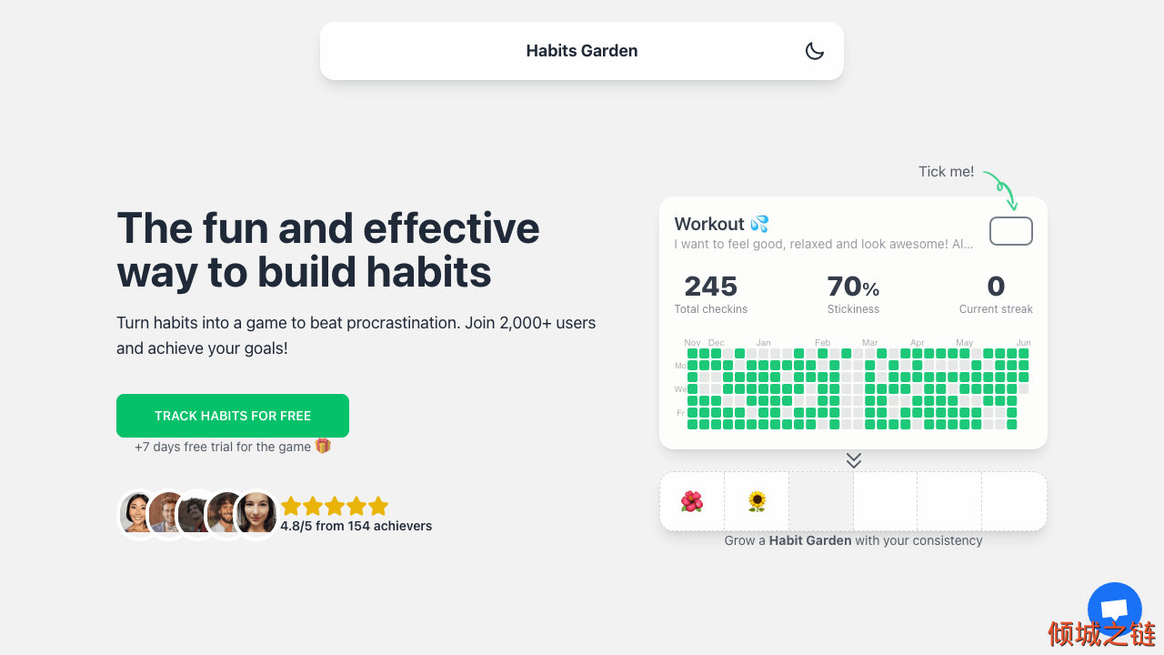 倾城之链 - Beat procrastination with a gamified habit tracker - Habits Garden