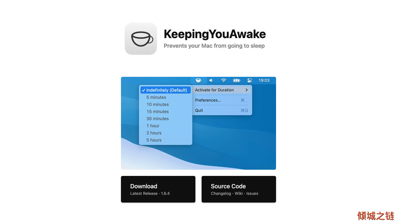 倾城之链 - KeepingYouAwake: Prevents your Mac from going to sleep