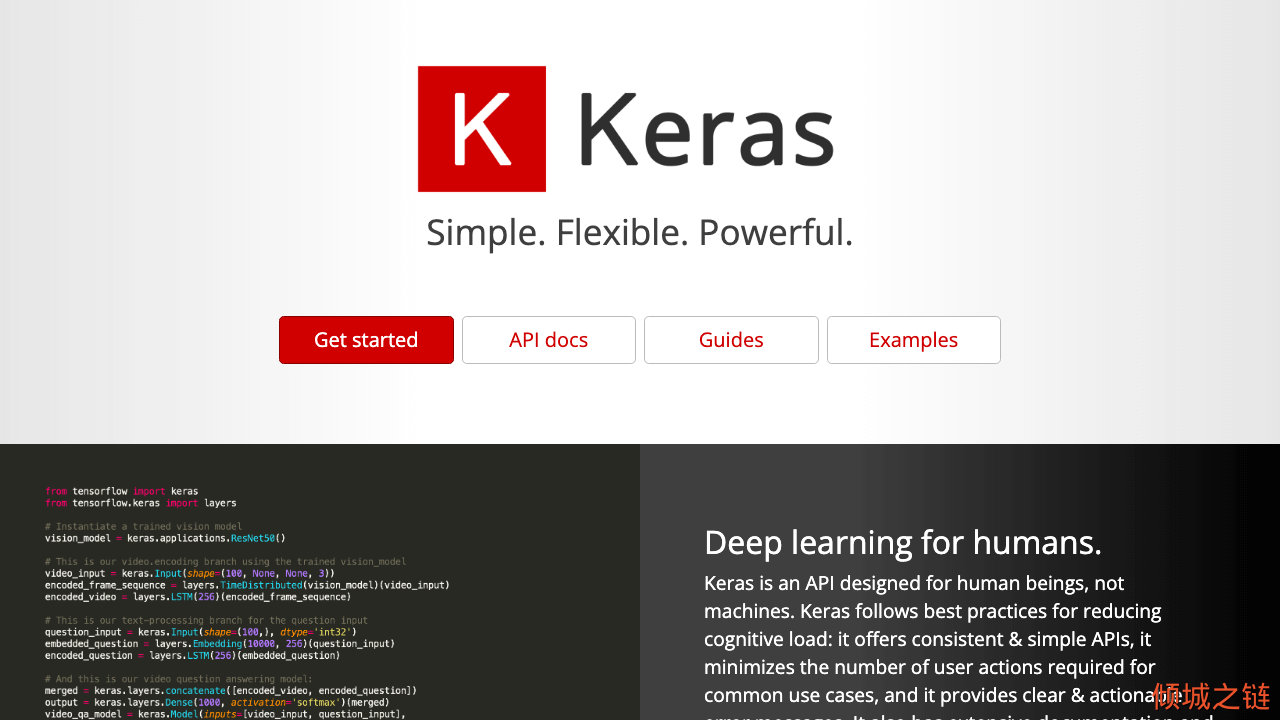 倾城之链 - Keras: the Python deep learning API