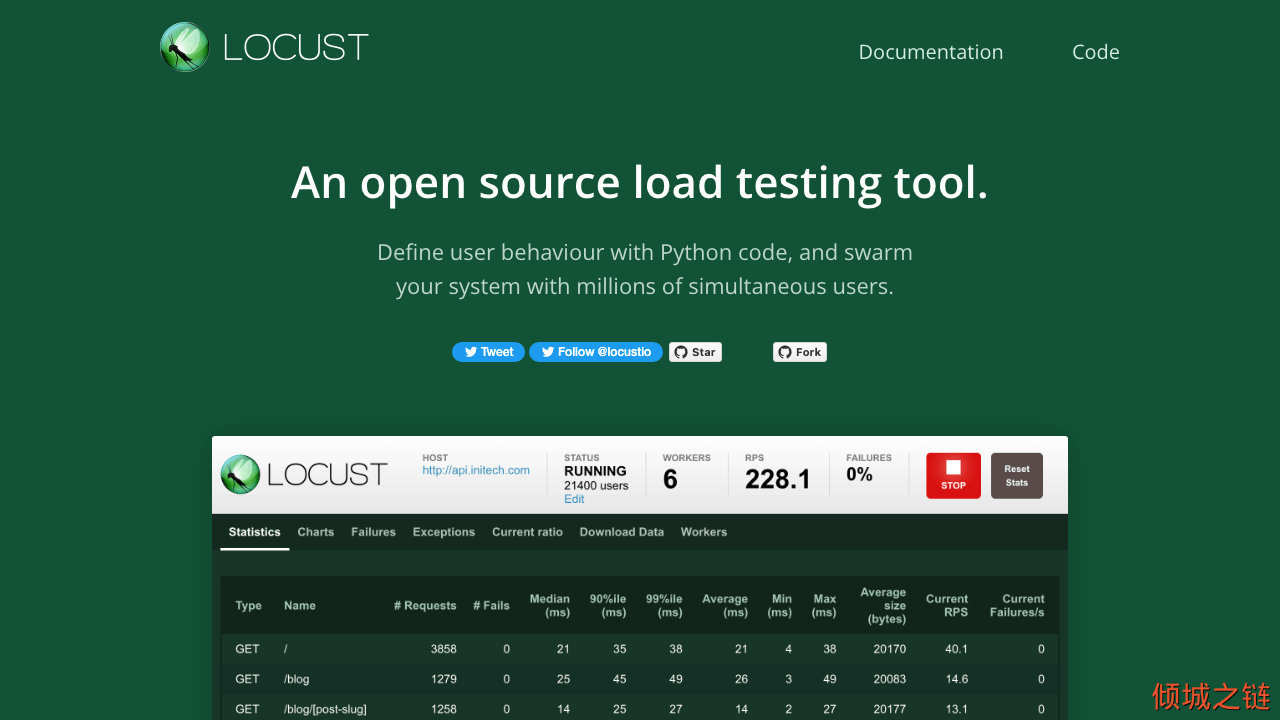 倾城之链 - Locust - A modern load testing framework