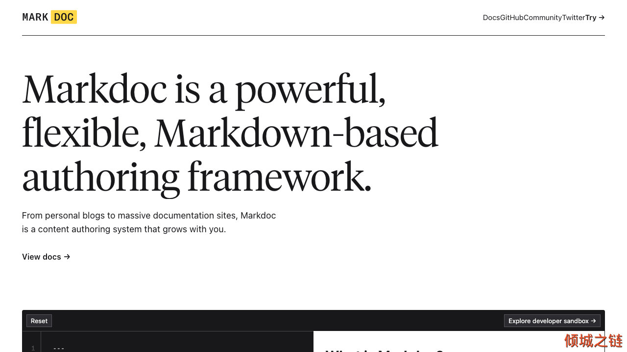 倾城之链 - Markdoc | A powerful, flexible, Markdown-based authoring framework