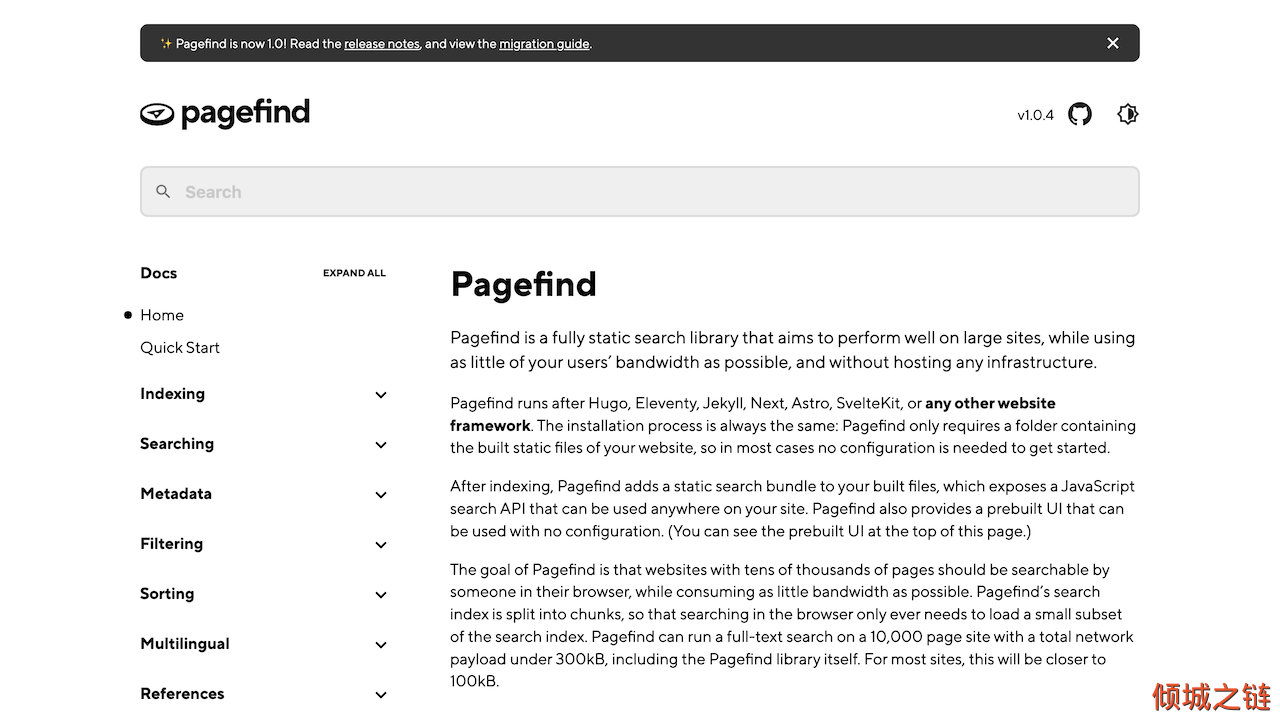 倾城之链 - Pagefind | Pagefind — Static low-bandwidth search at scale