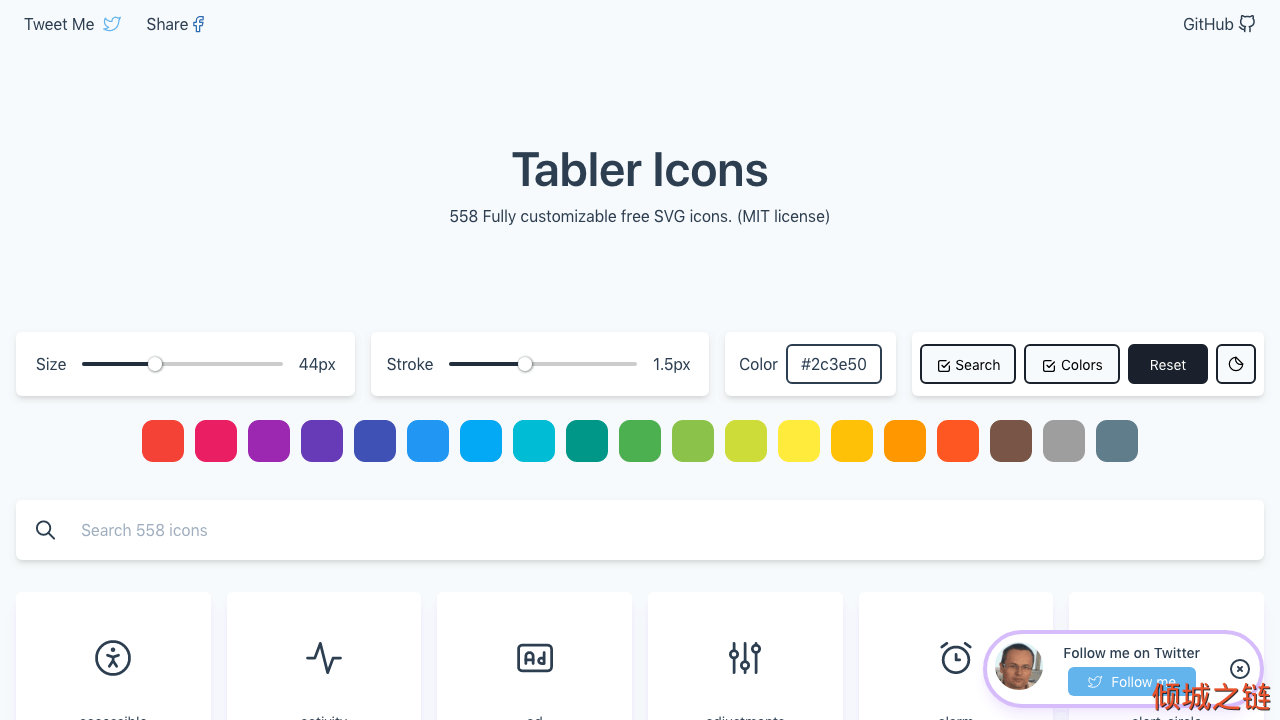 Tabler Icons - 550+ Highly customizable free SVG icons 倾城之链