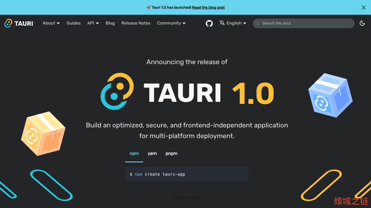 倾城之链 - Build smaller, faster, and more secure desktop applications with a web frontend | Tauri Apps