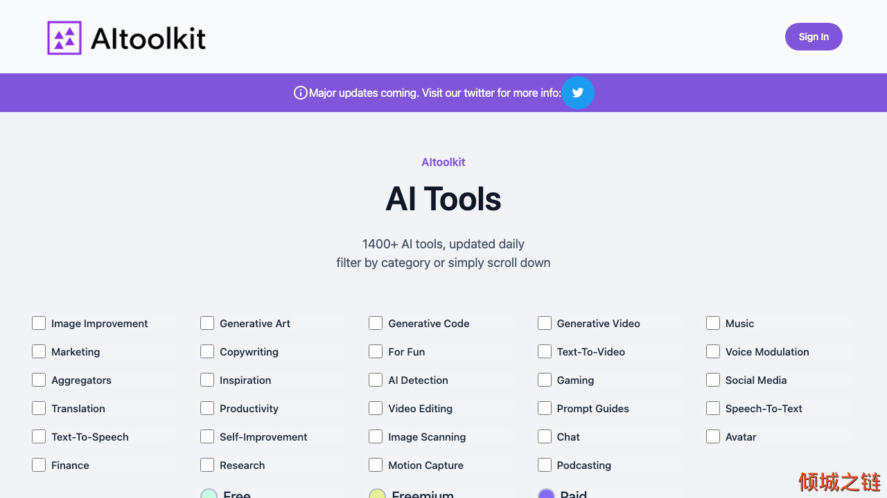 倾城之链 - AItoolkit - The best AI Tools & Resources Directory