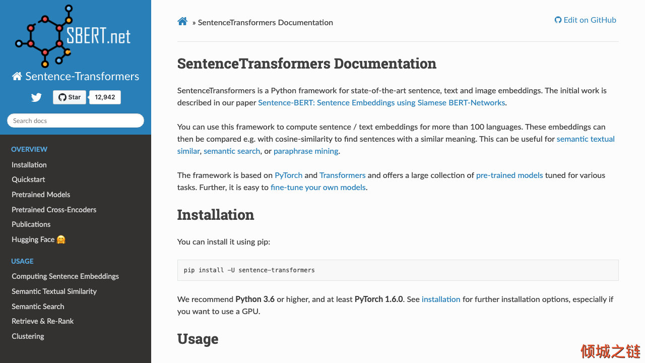 倾城之链 - SentenceTransformers Documentation