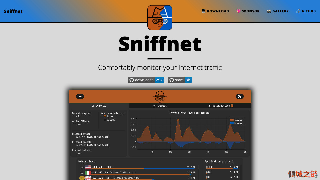 倾城之链 - Sniffnet — comfortably monitor your Internet traffic 🕵️‍♂️