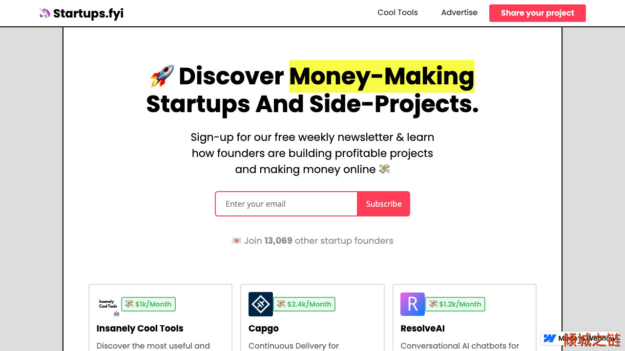 倾城之链 - Discover Profitable Startups & Online Business Ideas - Startups.fyi