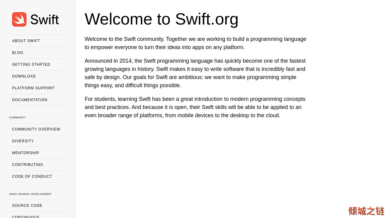 倾城之链 - Swift.org - Welcome to Swift.org