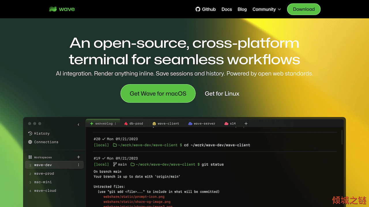 倾城之链 - Wave Terminal | An open-source, cross-platform terminal for seamless workflows